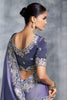 Lavender Blue Silk Saree Heavy Zari Embroidered Border Designer Blouse