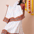 Stunning White Rayon Navratri Lehenga Choli with Multicolor Kutchi Mirror Embroidery
