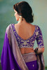 Royal Purple Silk Saree Golden Zari Embroidery Designer Blouse