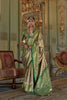 Green Silk Banarasi Saree with Floral Zari Weaving Contrast Border 