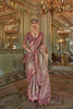 Rose Pink Banarasi Silk Saree Zari Butta Weaving Contrast Border 