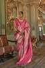 Rani Pink Banarasi Silk Saree with Floral Zari Weaving Rich Border 