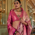 Rani Pink Banarasi Silk Saree with Floral Zari Weaving Rich Border