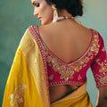 Mustard Yellow Embroidered Silk Saree With Designer Blouse