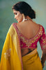 Mustard Yellow Embroidered Silk Saree With Designer Blouse
