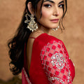 Rani Pink Georgette Saree Heavy Embroidered Border Designer Blouse