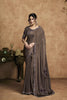 Coffee Brown Satin Silk Saree with Embroidered Border Designer Blouse