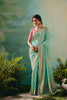 Mint Green Saree with Golden Embroidery Designer Pink Blouse 