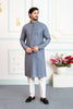 Traditional Grey Embroidered Art Silk Wedding Kurta Pajama Set for Men
