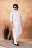Awesome Off-White Floral Printed Art Silk Kurta Pajama Set for Men