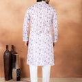 Awesome Off-White Floral Printed Art Silk Kurta Pajama Set for Men