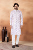 Awesome Off-White Floral Printed Art Silk Kurta Pajama Set for Men