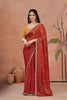 Elegant Red Natural Silk Saree Bandhani Print Sequins Embroidery Work for Women