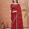 Vibrant Wine Two Tone Satin Silk Saree Sequins Embroidery Border for Women