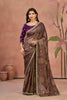 Amazing Brown Purple Two Tone Satin Silk Saree Sequins Embroidery Border for Women