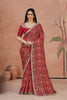 Lovely Red Two Tone Satin Silk Saree Bandhani Print Sequins Embroidery Work for Women