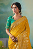 Mustard Yellow Silk Saree Teal Green Embroidered Blouse