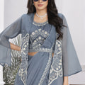 Elegant Steel Grey Designer Saree with Embroidered Blouse