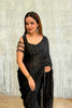 Luxury Black Georgette Sequins Embroidered Saree Designer Cut Sleeve Blouse