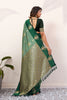 Bottle Green Kanjivaram Silk Saree with Rich Gold Zari Border
