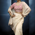 Luxury Off White Embroidered Saree with Designer Blouse