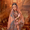 Peach Silk Saree with Floral Peacock Embroidery Saree with Blouse