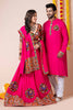 Couple Hot Pink Gujarati Embroidered Chaniya Choli and Kurta Set with Mirror Work