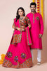 Couple Hot Pink Gujarati Embroidered Chaniya Choli and Kurta Set with Mirror Work