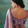 Lavender Banarasi Silk Saree Embroidered Purple Blouse