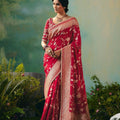 Red Silk Saree Embroidery Designer  Matching Blouse