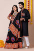 Couple Black Gujarati Embroidered Navratri Chaniya Choli and Kurta Set with Mirror Work
