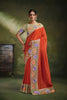 Vibrant Rust Orange Organza Tissue Silk Saree with Embroidery for Women