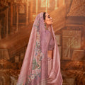 Dusty Rose Pink Silk Saree with Floral Embroidery Saree with Blouse