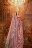 Dusty Rose Pink Silk Saree with Floral Embroidery Saree with Blouse