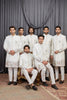 Elegant Off-White Art Silk Thread Work Wedding Indo Western Suit for Men
