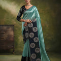 Elegant Sea Green Organza Tissue Silk Saree Floral Motifs Embroidery for Women