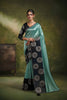 Elegant Sea Green Organza Tissue Silk Saree Floral Motifs Embroidery for Women
