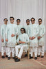 Stylish Sea Green Art Silk Thread Work Wedding Indo Western Suit for Men