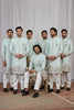 Elegant Off-White Art Silk Thread Work Wedding Indo Western Suit for Men