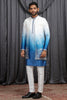 Stylish Blue Art Silk Embroidered Kurta Pyjama with Jacket Set for Men