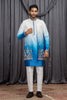 Stylish Blue Art Silk Embroidered Kurta Pyjama with Jacket Set for Men