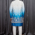 Stylish Blue Art Silk Embroidered Kurta Pyjama with Jacket Set for Men