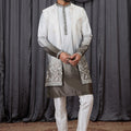 Elegant Green Art Silk Embroidered Kurta Pyjama with Designer Jacket Set for Men