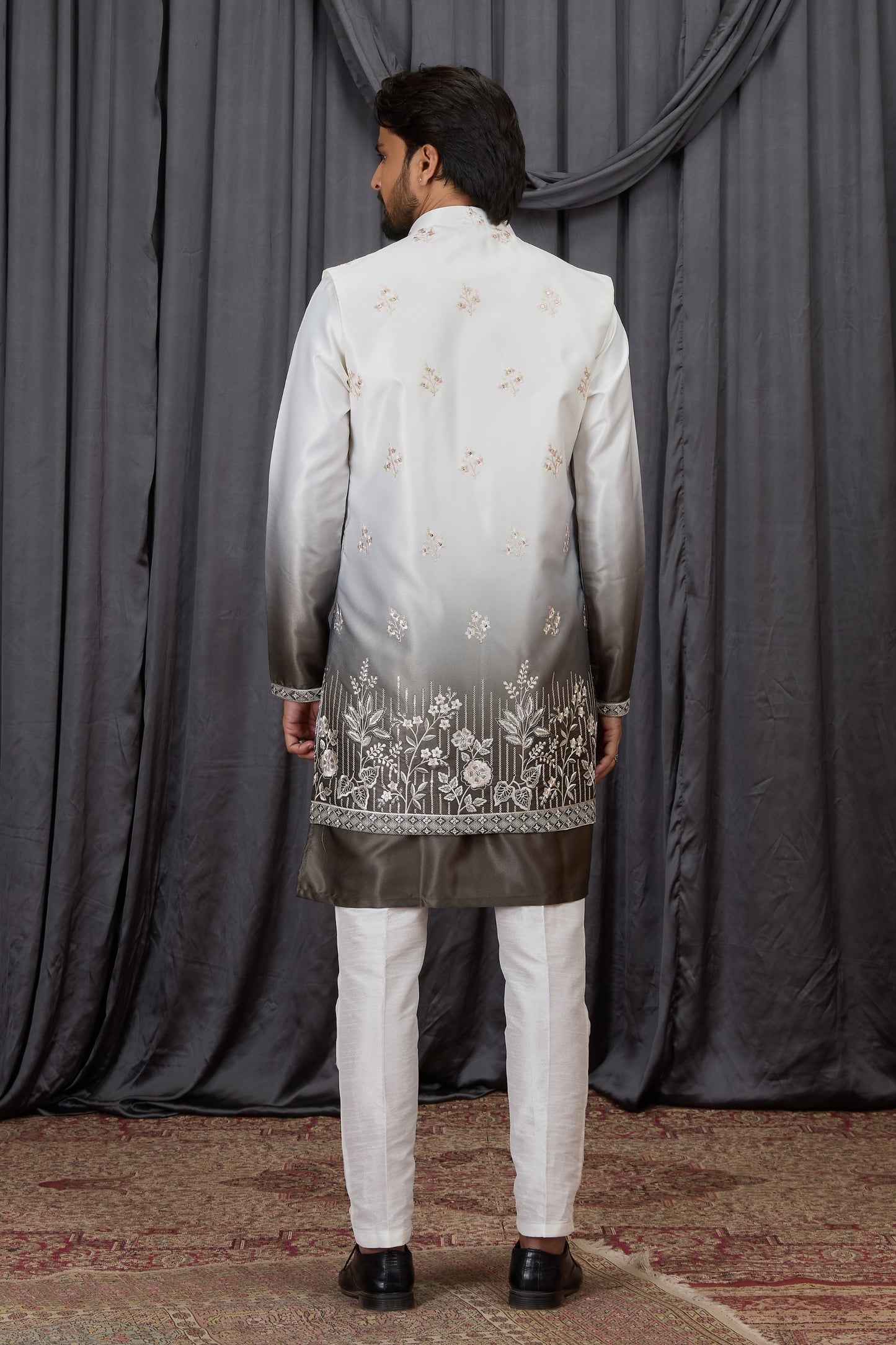 Elegant Green Art Silk Embroidered Kurta Pyjama with Designer Jacket Set for Men