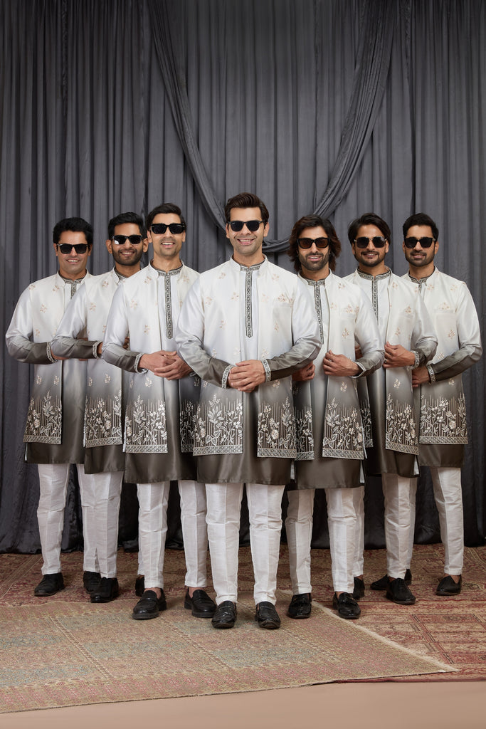 Elegant Green Art Silk Embroidered Kurta Pyjama with Designer Jacket Set for Men