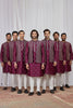 Superb Maroon Art Silk Embroidered Kurta Pyjama with Designer Jacket Set for Men