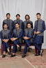 Royal Navy Blue Art Silk Embroidered Wedding Kurta Pyjama with Jacket for Men