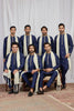 Handsome Navy Blue Art Silk Embroidered Wedding Kurta Pyjama for Men with Cream Stole