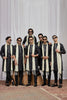 Incredible Black Art Silk Embroidered Wedding Kurta Pyjama for Men with Cream Stole