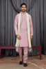 Outstanding Pink Art Silk Embroidered Wedding Kurta Pyjama for Men with Cream Stole